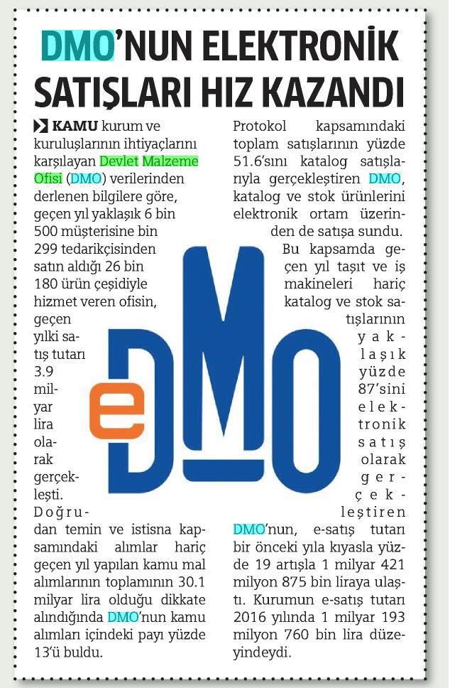 Dmo'nun elektronik satışları hız kazandı-14.06.2018