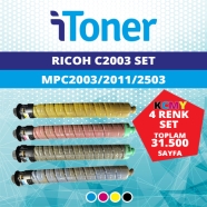 İTONER TMP-C2003-SET RICOH MP-C2003/C2503 KCMY 31500 Sayfa 4 RENK ( MAVİ,SİYA...