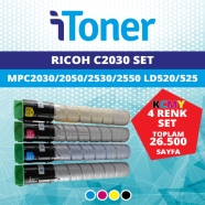 İTONER TMP-C2030-SET RICOH MP-C2030/C2050/C2530/C2550 KCMY 26500 Sayfa 4 RENK...