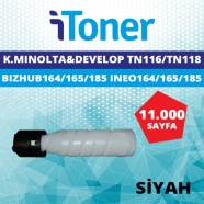 İTONER TMP-TN116 KONICA MINOLTA & DEVELOP TN116/TN118 11000 Sayfa SİYAH MUADI...