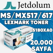 JETDOLUM JET-MS/MX517 LEXMARK MS517/MS617/MX517/MX617 20000 Sayfa SİYAH MUADI...