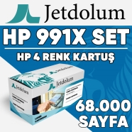 JETDOLUM JET-991X-TAKIM HP 991X KCMY 68000 4 RENK ( MAVİ,SİYAH,SARI,KIRMIZI )...