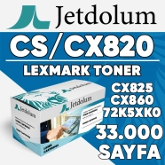 JETDOLUM JET-72K5XK0 LEXMARK CS820/CX820/CX825/CX860-72K5XK0 33000 Sayfa SİYA...