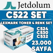 JETDOLUM JET-C522-TAKIM LEXMARK C522/C524/C530/C532/C534 KCMY 23000 Sayfa 4 R...