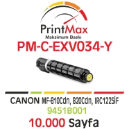 PRINTMAX PM-C-EXV034-Y PM-C-EXV034-Y 10000 Sayfa SARI (YELLOW) MUADIL Lazer Y...