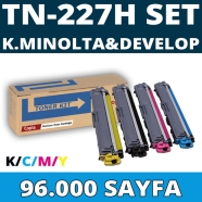 KOPYA COPIA YM-TN227XL-SET KONICA MINOLTA & DEVELOP TN-227H KCMY 96000 Sayfa ...