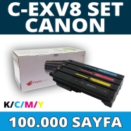 KOPYA COPIA YM-C-EXV8-SET CANON C-EXV8 KCMY 100000 Sayfa 4 RENK ( MAVİ,SİYAH,...
