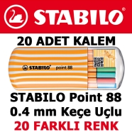 STABILO Point 88 Zebrui 20 - 0,4 mm İnce Keçe Uçlu kalem seti Point 8820-02 K...