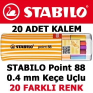 STABILO Point 88 Twin Pack 20- 0,4 mm İnce Keçe Uçlu kalem seti Point 8820-01...