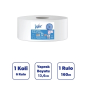 WEX WEX1012 WEX-1012 6'lı İÇTEN ÇEKMELİ İÇİN RULO 34 g/m² ÇİFT KAT Tuvalet Ka...