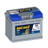 İNCİ ( 1012432 ) 12 V 60 Ah C20 START-STOP AGM LEO SULU Akü