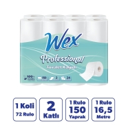 WEX WEX1009 TUVALET KAĞIDI 24*3 RULO ÇİFT KATLI 72'Lİ RULO 34 g/m² ÇİFT KAT T...