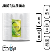 KOZANOĞLU KZN103 JUMBO TUVALET KAĞIDI 6KG 12'li RULO 32 g/m² ÇİFT KAT Tuvalet...