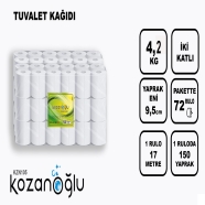 KOZANOĞLU KZN105 TUVALET KAĞIDI 4,25 KG 72'Lİ RULO 32 g/m² ÇİFT KAT Tuvalet K...