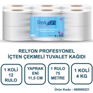 RELYON 460000221 PROFESSIONEAL İÇTEN ÇEKMELİ 12'li RULO 34 g/m² ÇİFT KAT Tuva...