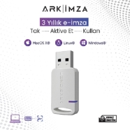 ARKSIGNER Akıllı Kart Okuyucu + Nitelikli Elektronik Sertifika (3 Yıllık) Ark...