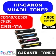 HİLEVEL TONER HT-CB540-SET HT-CB540-SET 78000 Sayfa 4 RENK ( MAVİ,SİYAH,SARI,...