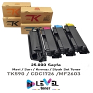 HİLEVEL TONER HT-TK590-SET HT-TK590-SET 25000 Sayfa 4 RENK ( MAVİ,SİYAH,SARI,...