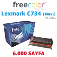 FREECOLOR C734C-FRC LEXMARK C734 C734A1CG 6000 Sayfa CYAN MUADIL Lazer Yazıcı...