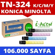 I-AICON C-KM-TN324- 4 COLOR SET COMBO PACK KONICA MINOLTA TN-324 / TN-512 106...